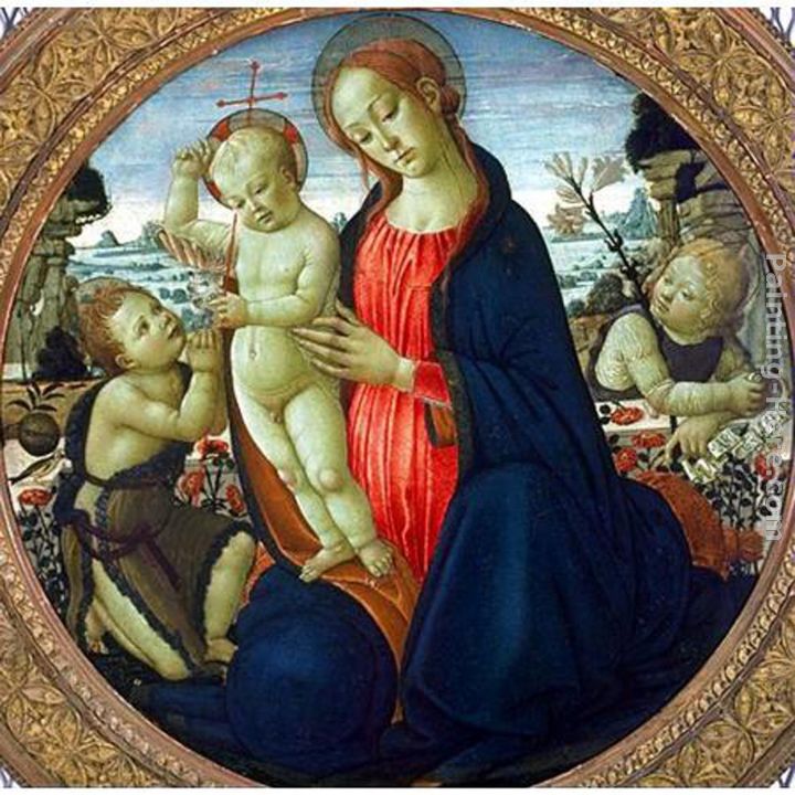 Madonna and Child with Infant, St. John the Baptist and Attending Angel painting - Jacopo Del Sellaio Madonna and Child with Infant, St. John the Baptist and Attending Angel art painting